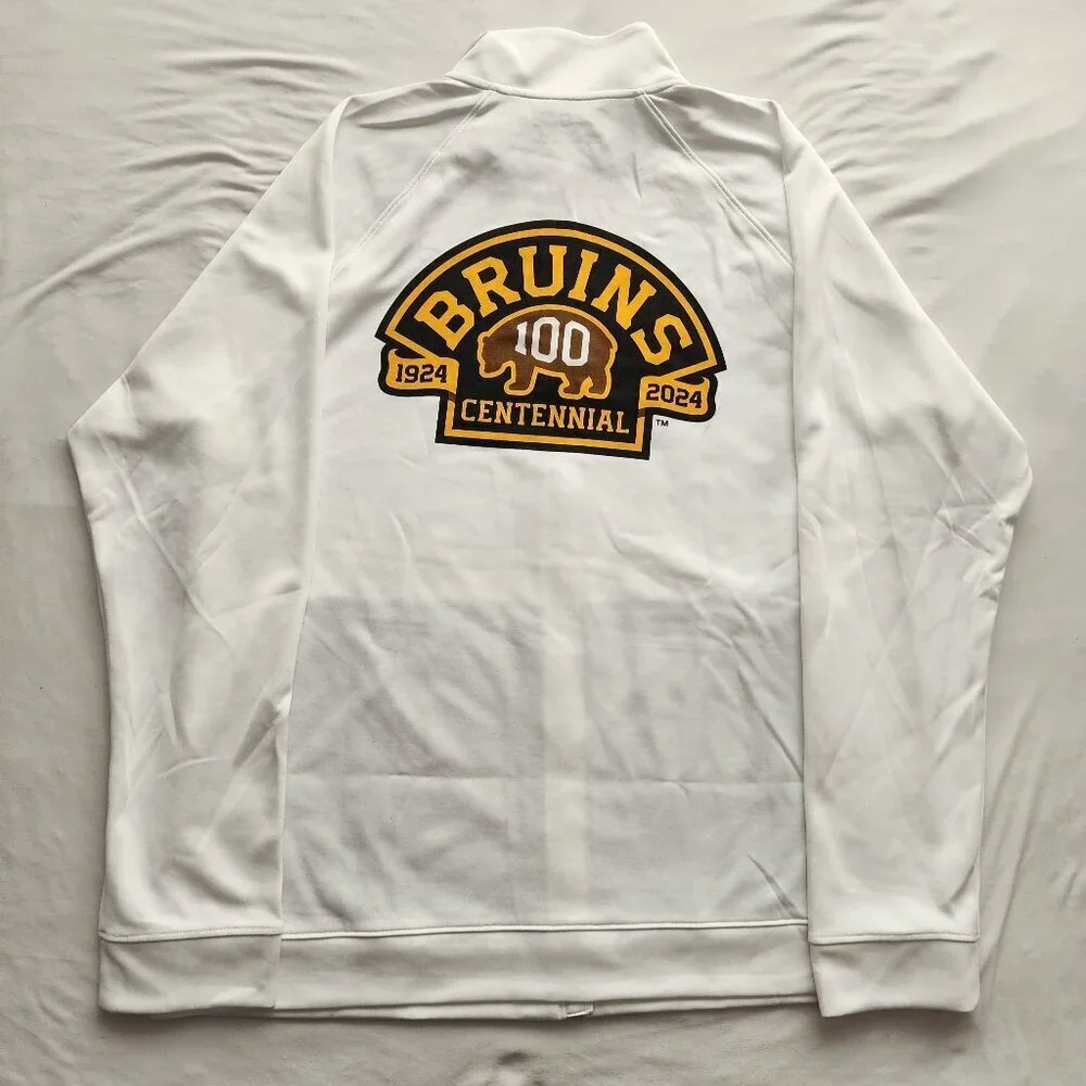 Boston Bruins 100 Centennial White Full Zip Jacket Sweatshirt - Rare